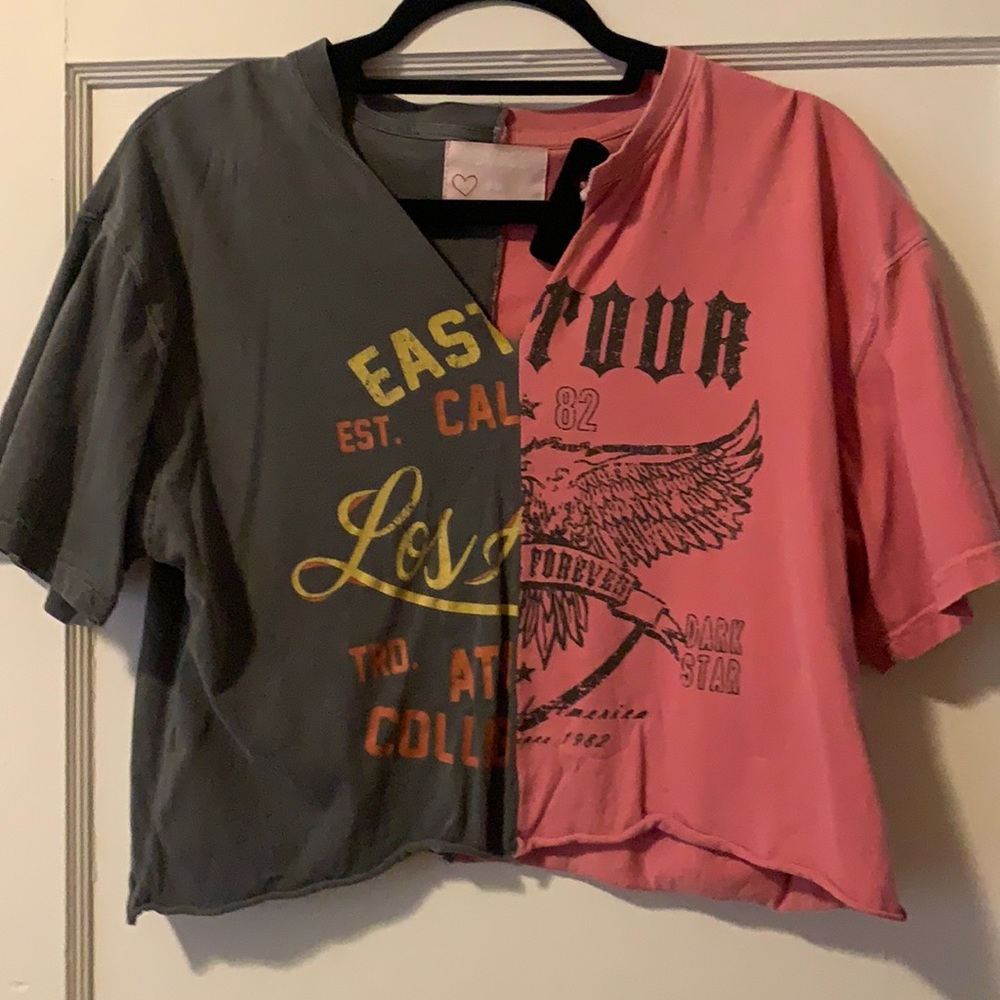 Revice top, half and half crop top